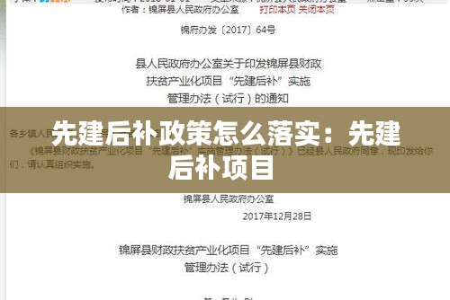 先建后补政策怎么落实：先建后补项目 