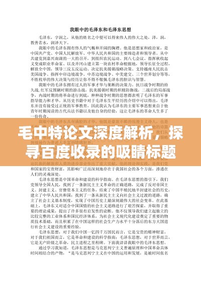 毛中特论文深度解析，探寻百度收录的吸睛标题